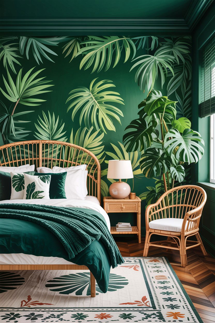 Emerald Green Tropical Theme Bedroom - 30 emerald bedroom ideas