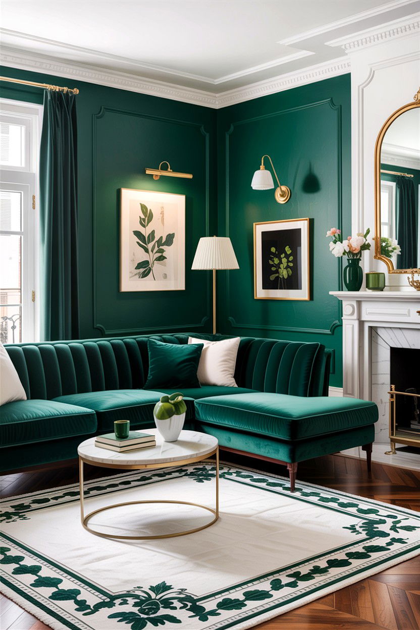 Emerald Green White Living Room - 30 green and white living room ideas
