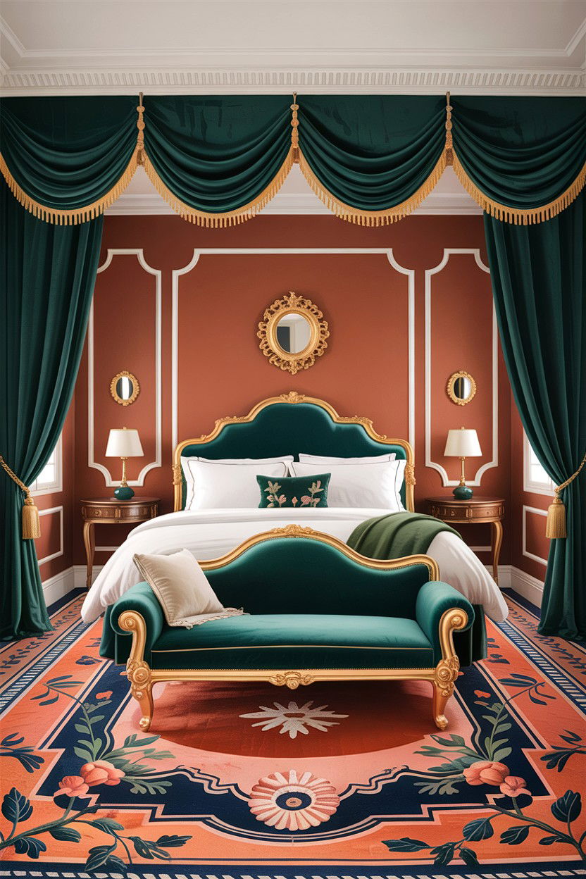 Emerald Green and Terracotta Bedroom - 30 bedroom terracotta walls