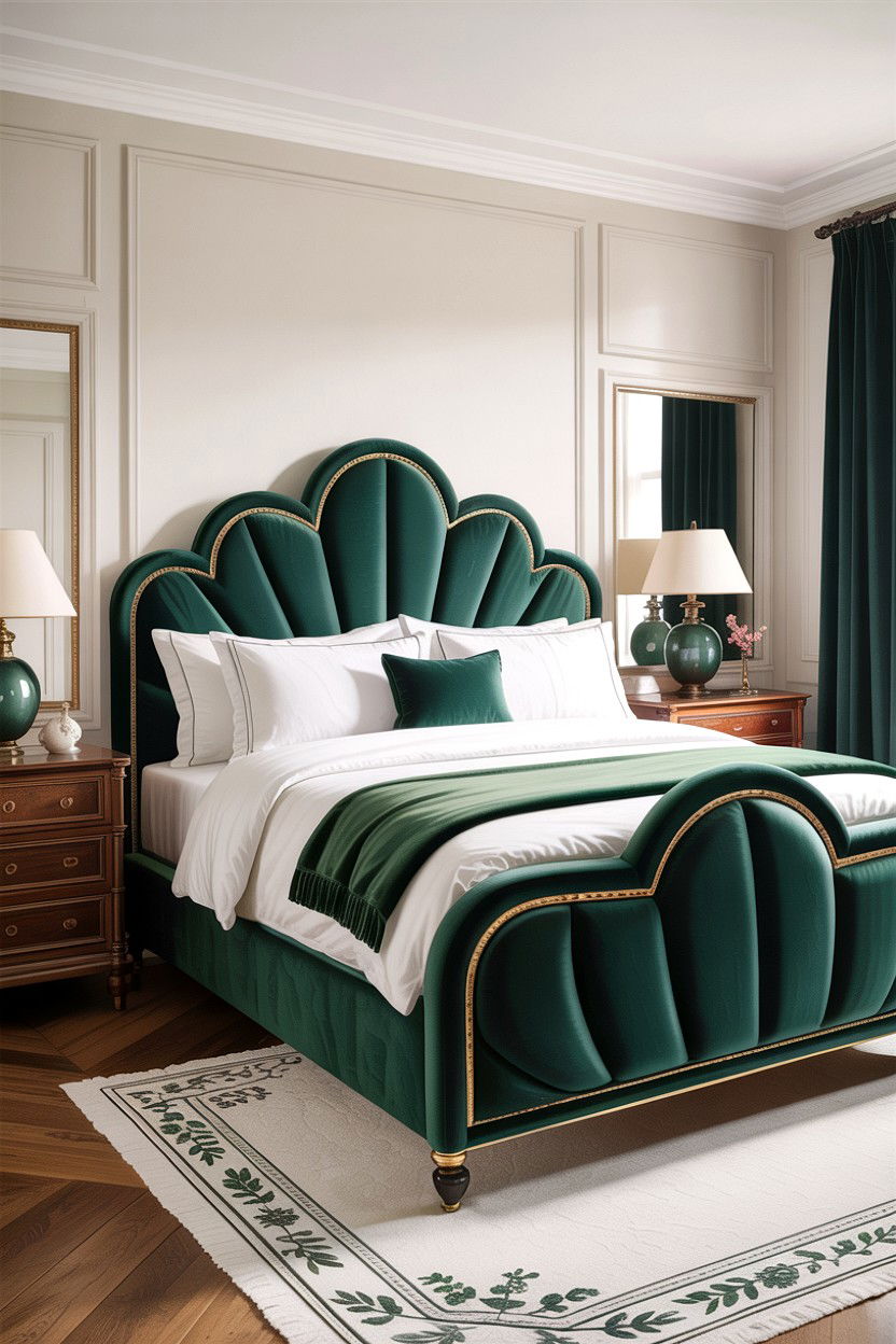 Emerald Velvet Bed Frame - 30 emerald bedroom ideas