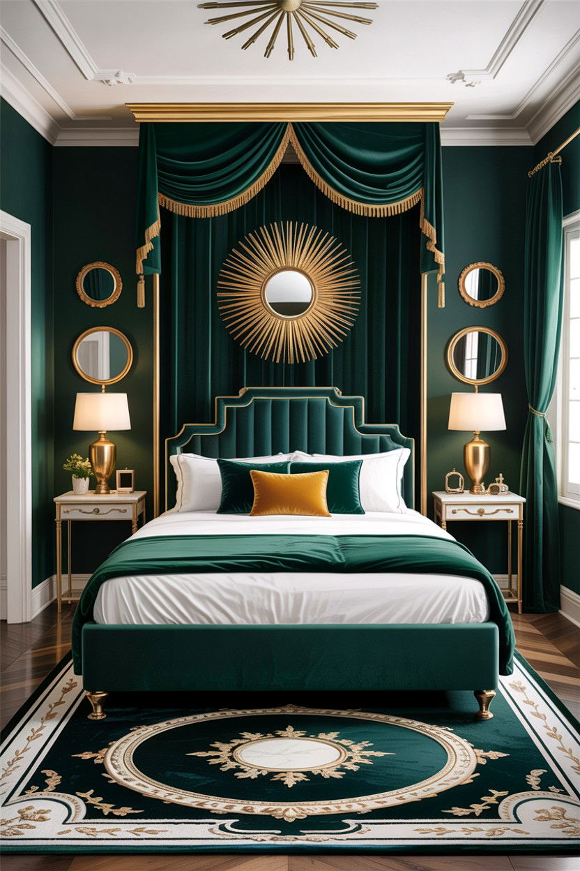 Emerald green and brass bedroom - 30 bedroom color schemes