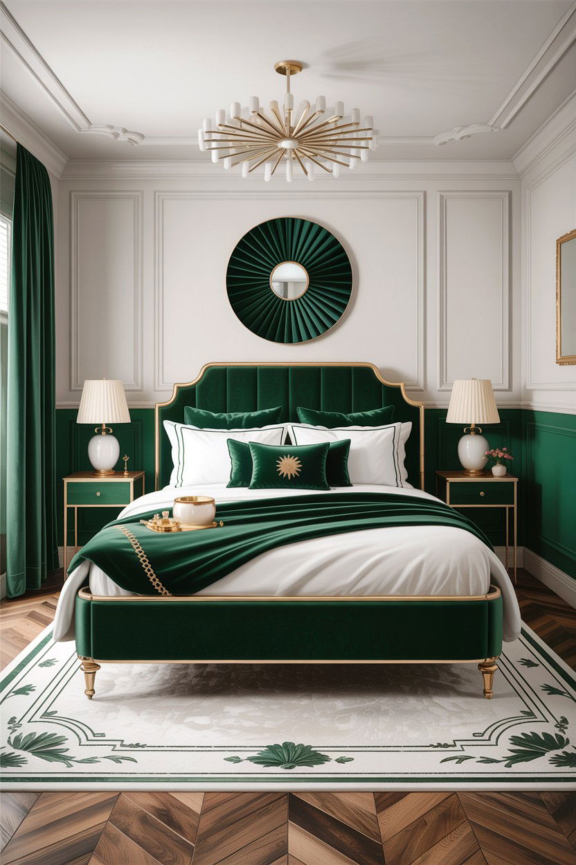 Emerald green and white bedroom - 30 bedroom two tone walls