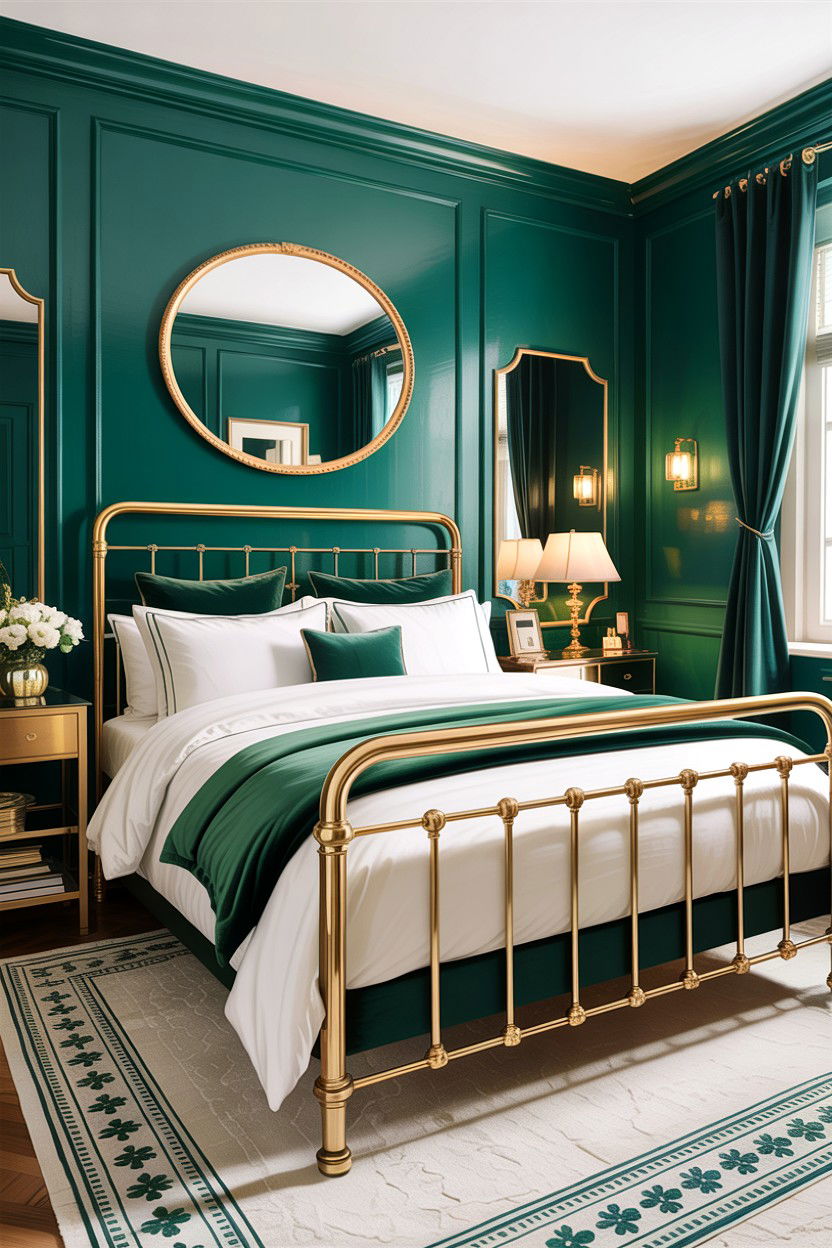 Emerald green bedroom - 30 bedroom paint colors