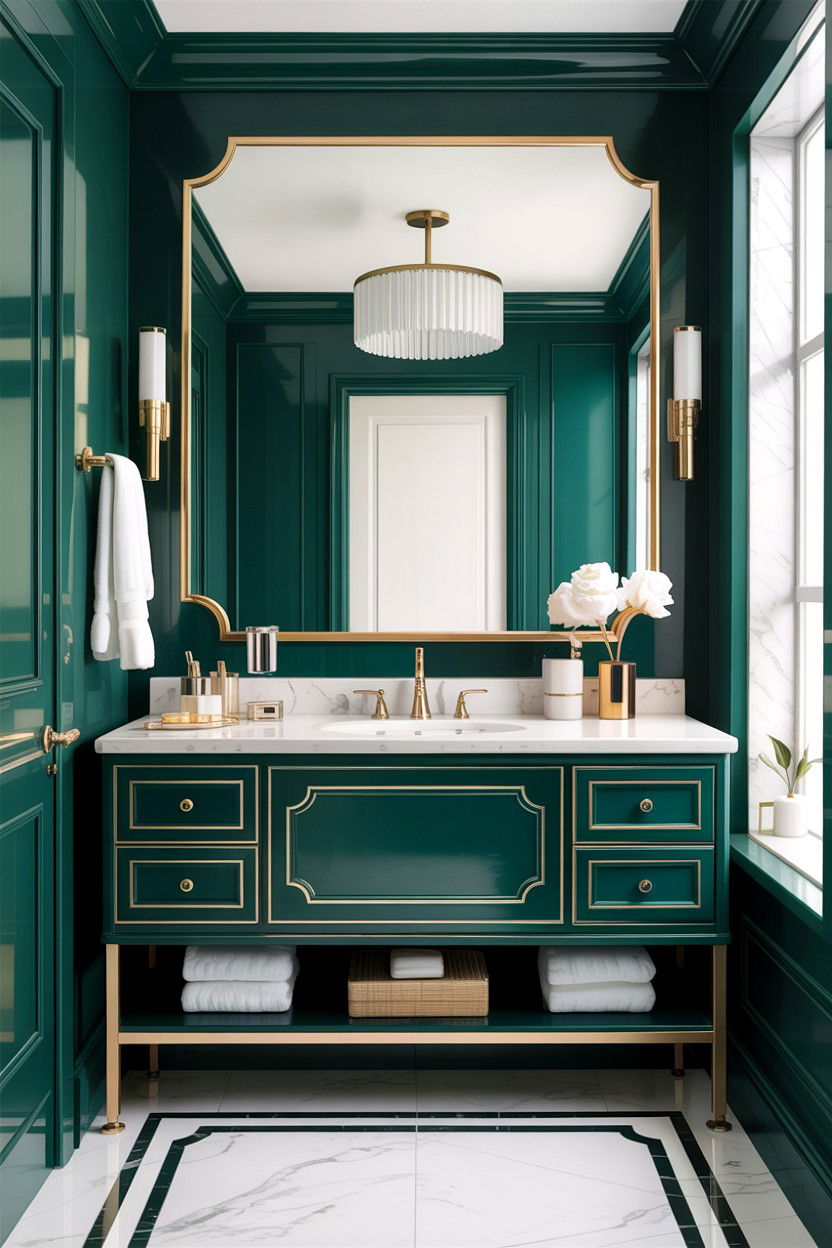 Emerald green vanity - 30 green bathroom ideas