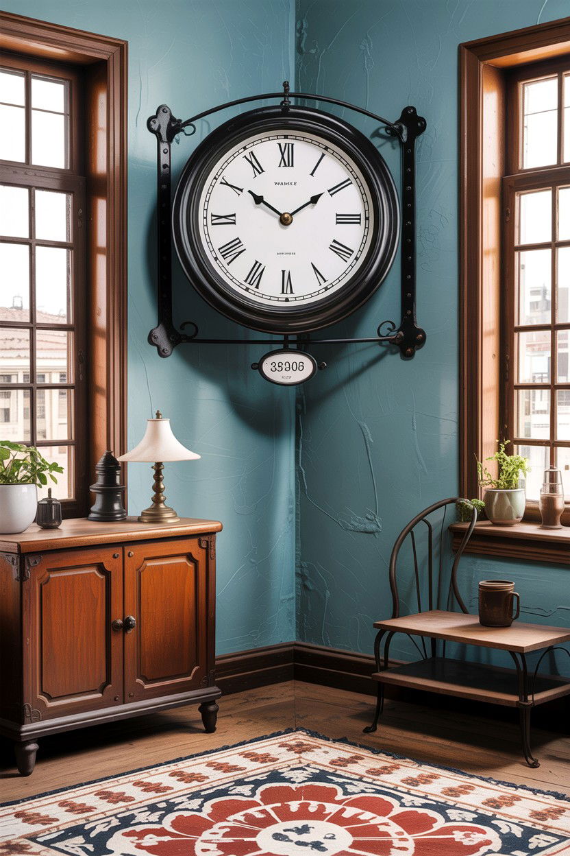 Enamel Double Sided Station Clock - 30 bedroom vintage clocks