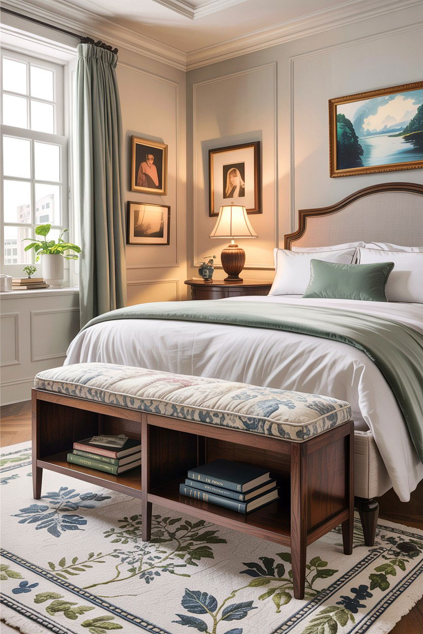 End Bed Bench - 30 bedroom book displays