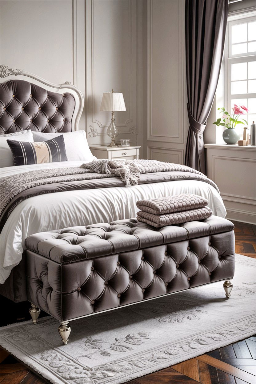 End of bed storage bench - 30 bedroom organization ideas