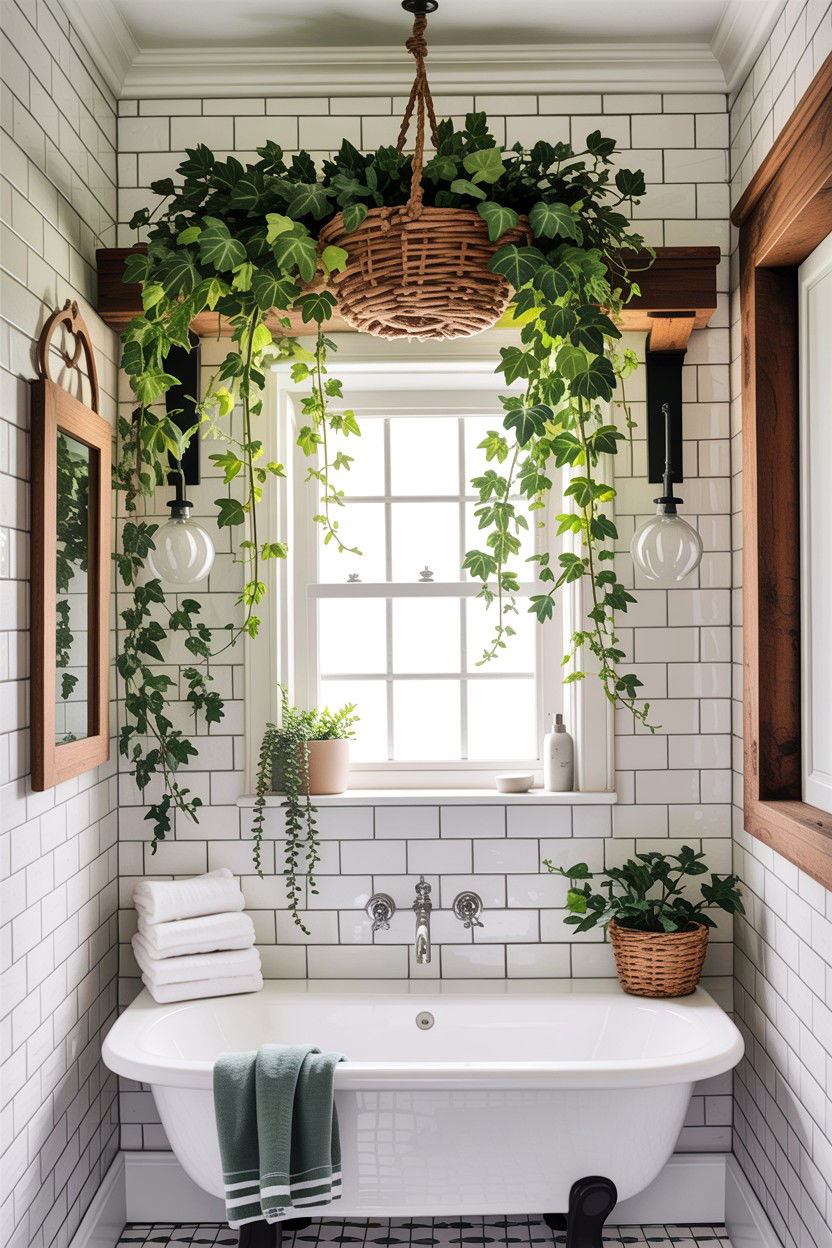 English ivy bathroom - 30 hanging plants for bathroom ideas