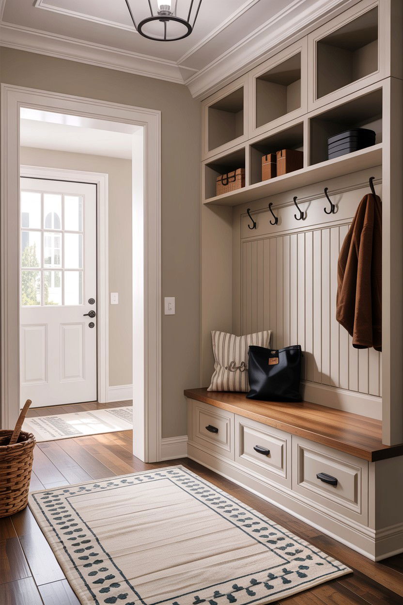 Entryway Mudroom Bench - 30 living room custom woodwork ideas