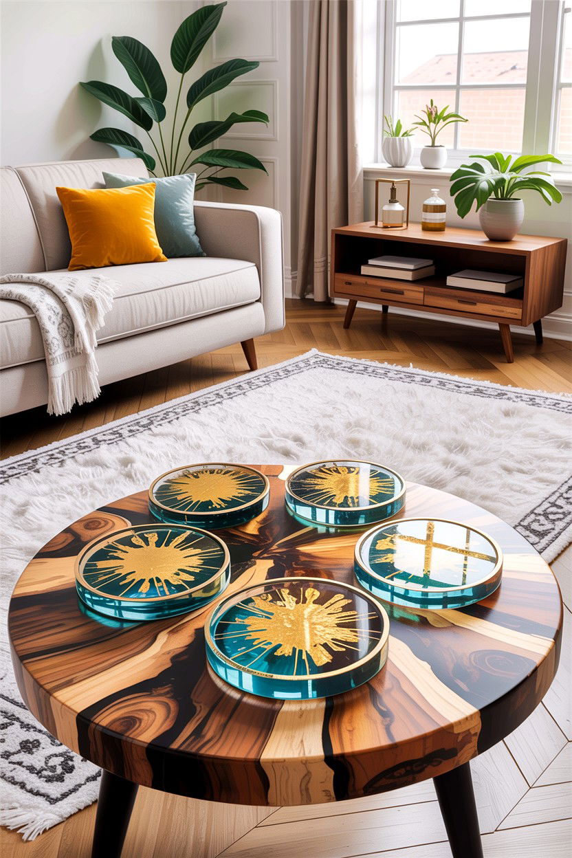 Epoxy Resin Coaster - 30 handmade living room ideas