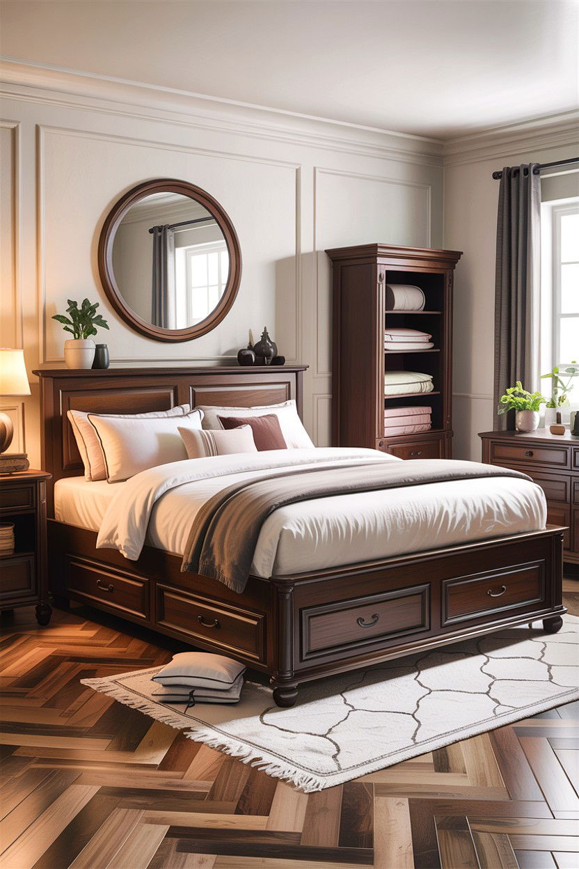 Espresso bed with storage drawers - 30 espresso bedroom ideas