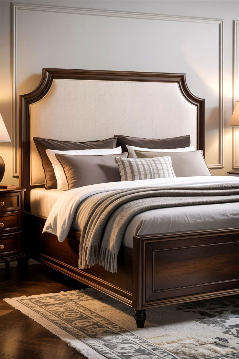 Espresso bed with upholstered headboard - 30 espresso bedroom ideas
