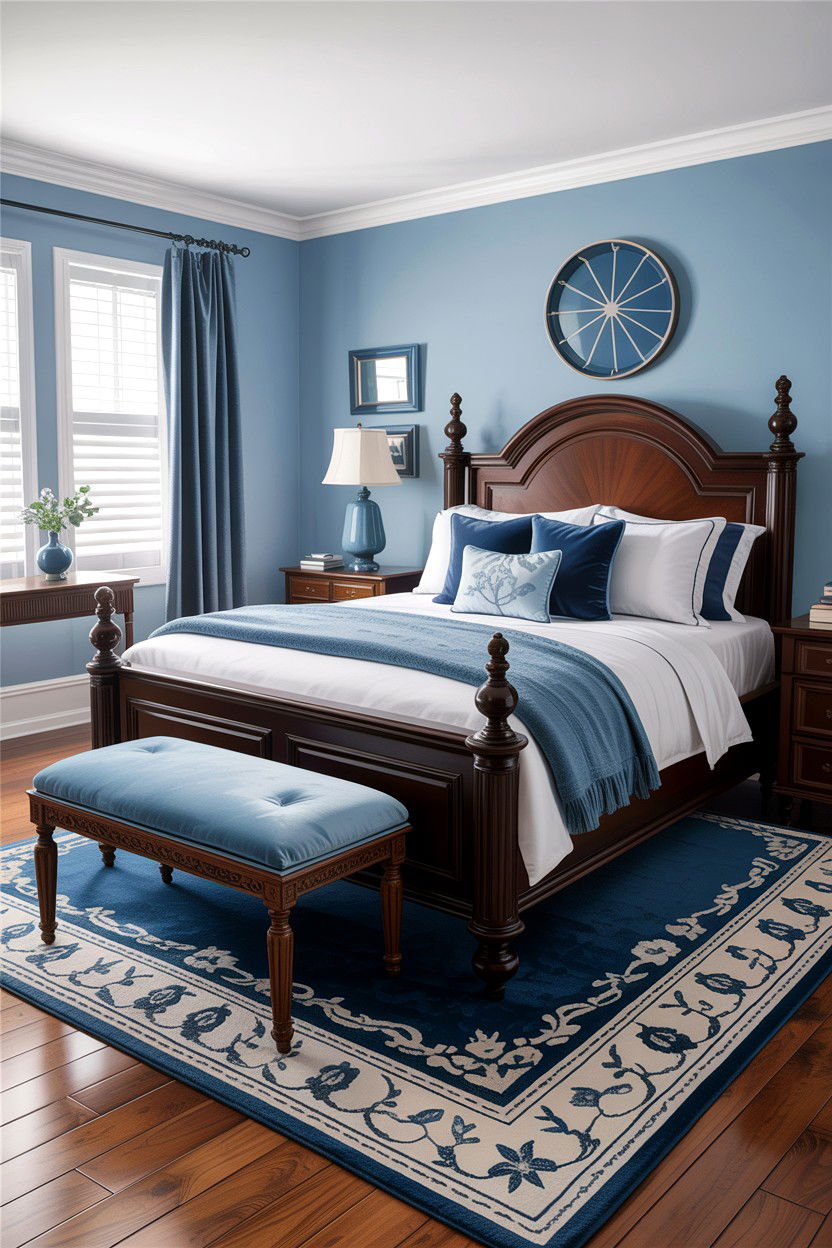 Espresso bedroom with blue accents - 30 espresso bedroom ideas