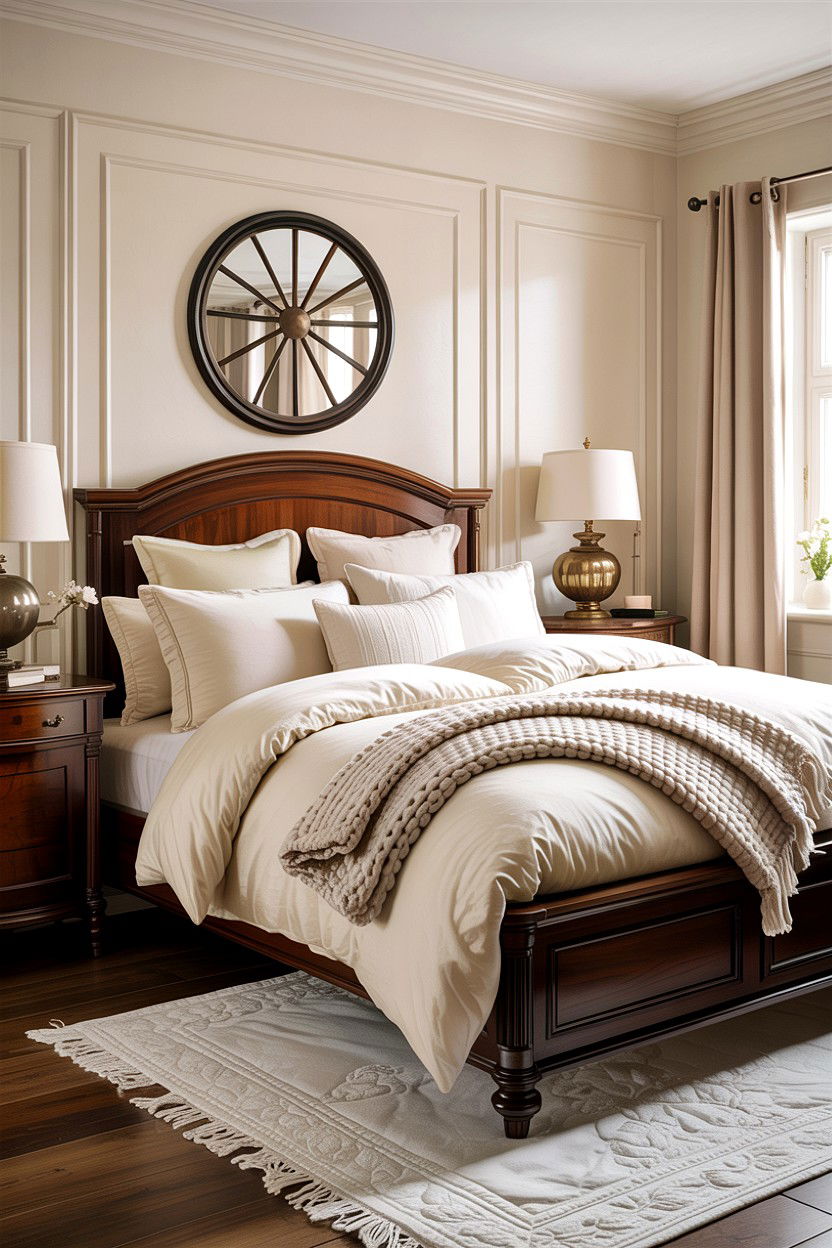 Espresso bedroom with cream bedding - 30 espresso bedroom ideas