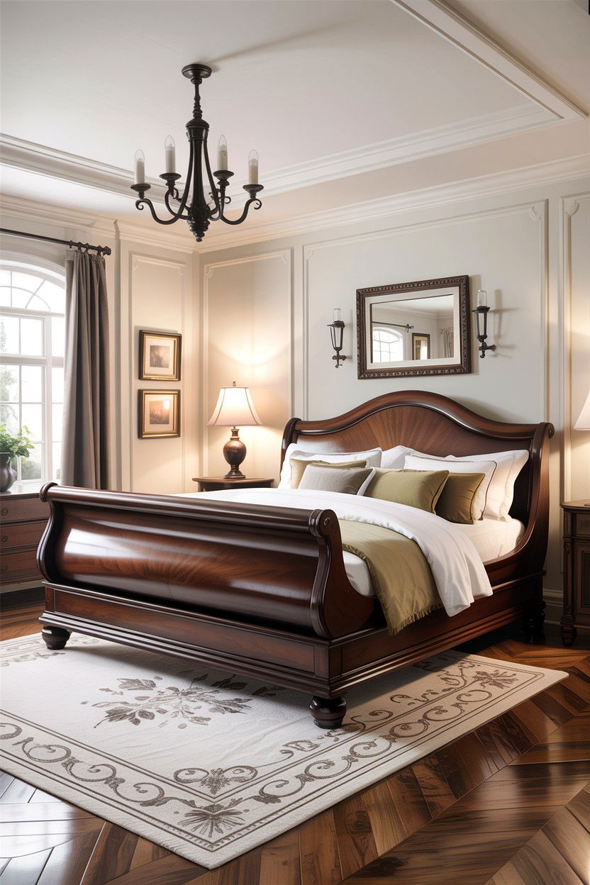Espresso sleigh bed - 30 espresso bedroom ideas