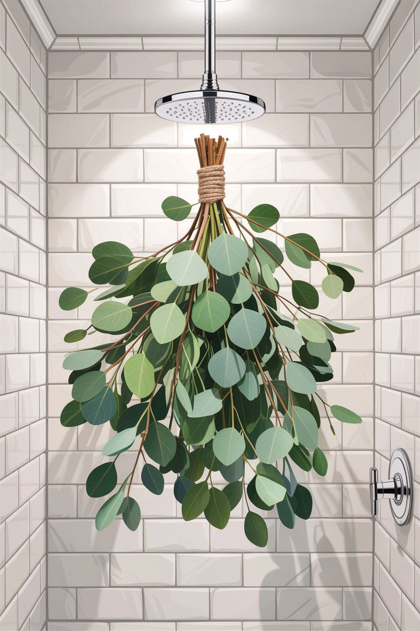 Eucalyptus Hanging Bundle - 30 bathroom cooling ideas