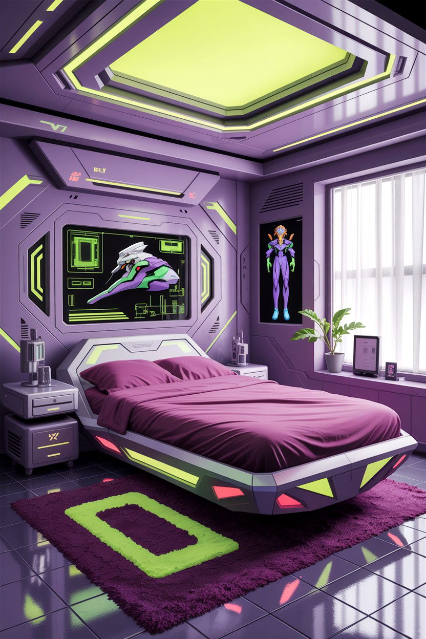 Evangelion futuristic room - 30 anime bedroom ideas