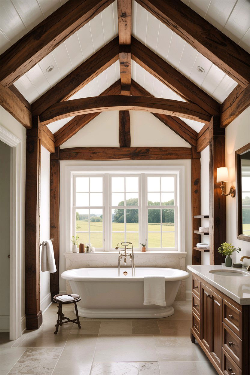 Exposed Beam Bathroom - 30 country bathroom ideas