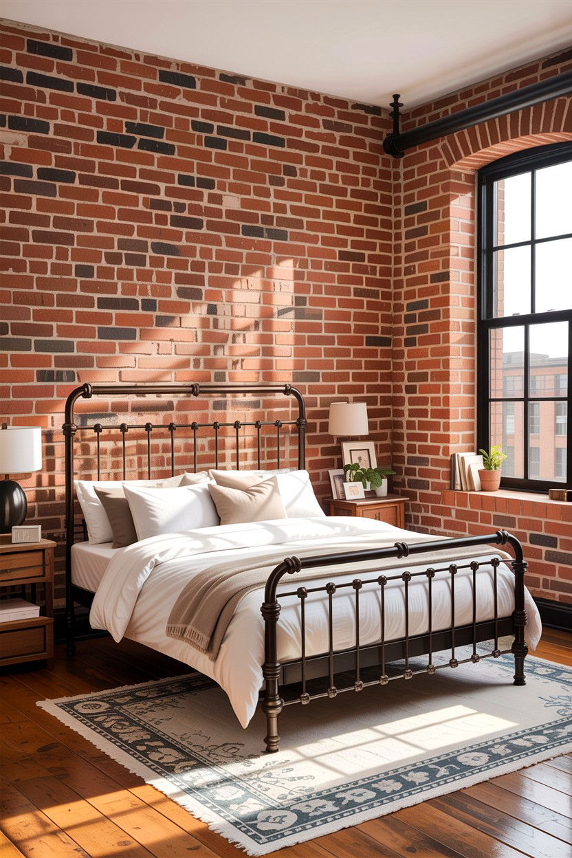 Exposed Brick - 30 bedroom accent walls