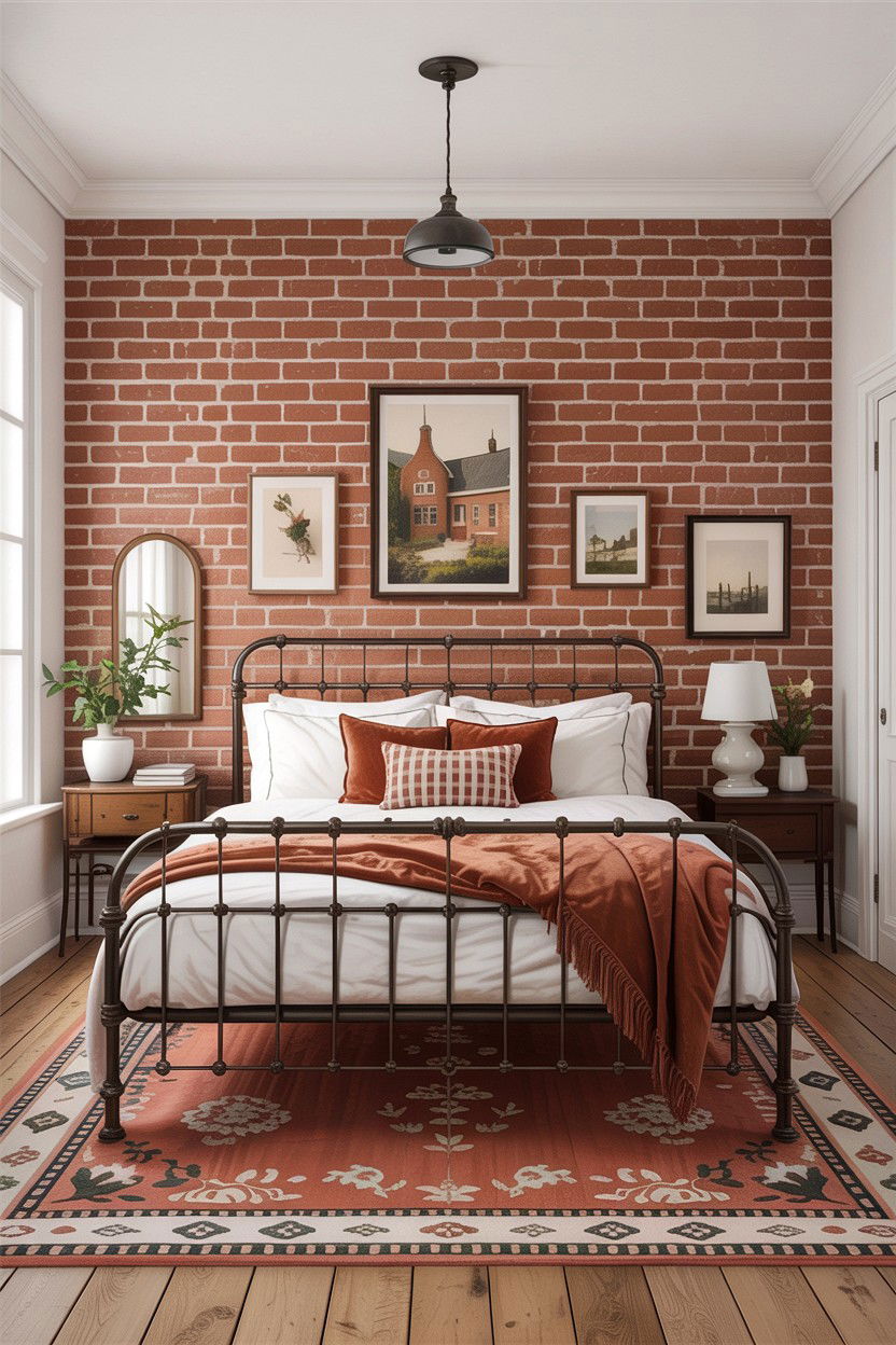 Exposed Brick - 30 cottage bedroom ideas