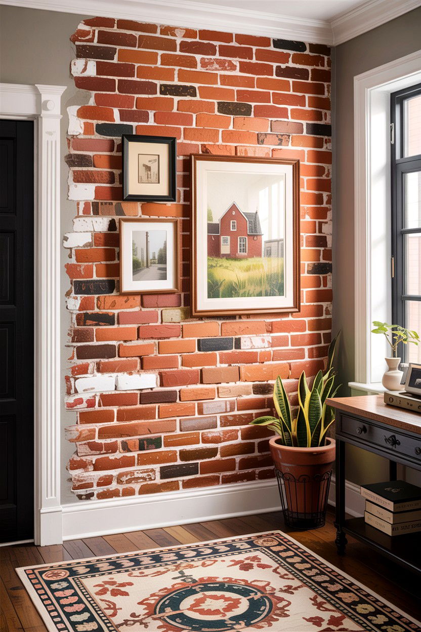 Exposed Brick Accent Wall - 30 fixer upper living room ideas