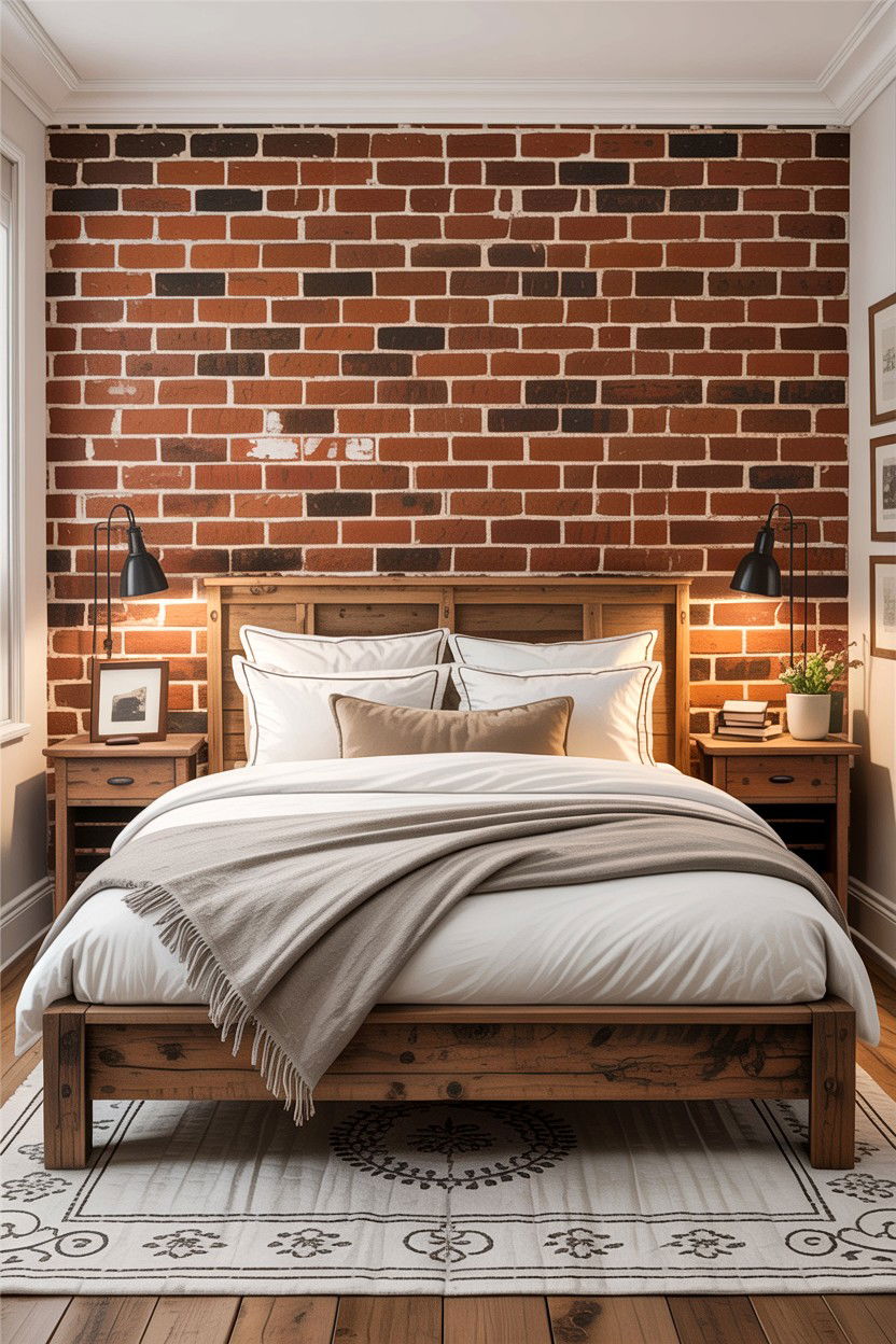 Exposed Brick Bedroom - 30 apartment bedroom ideas
