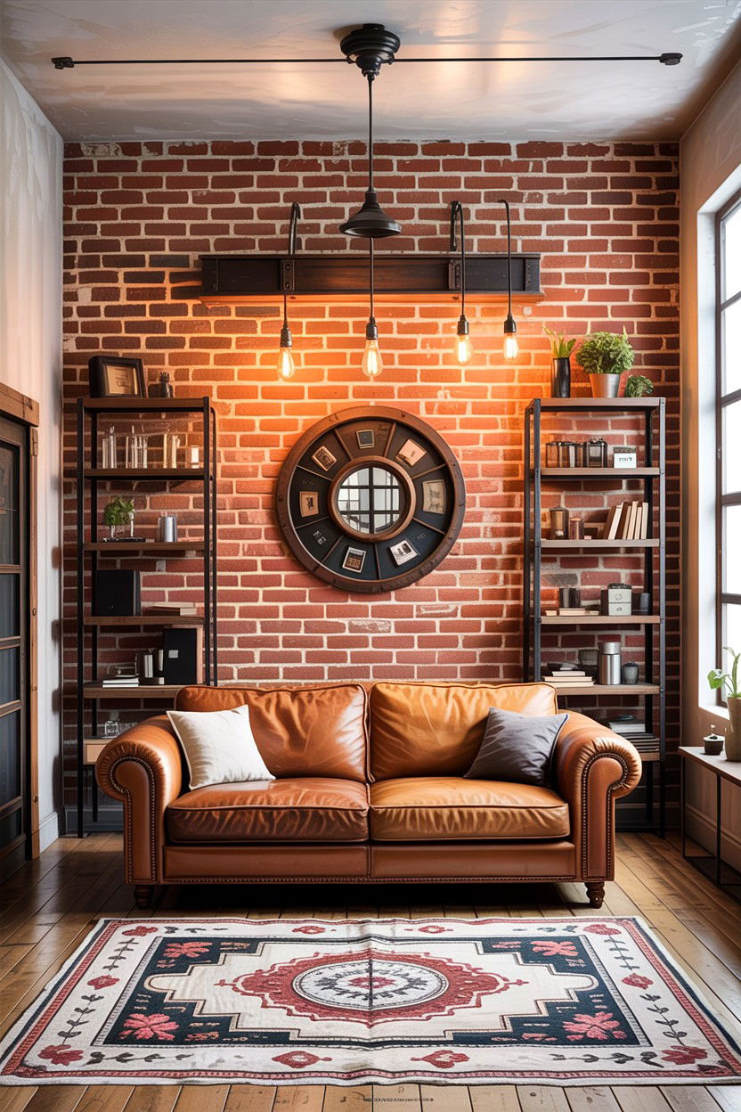 Exposed Brick Wall - 30 living room feature wall ideas