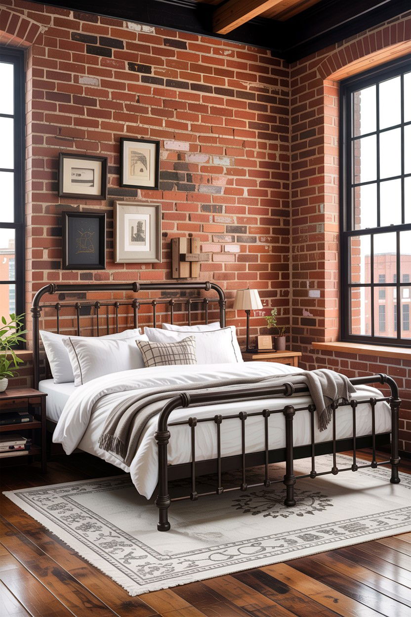 Exposed Brick - 30 bedroom accent wall ideas