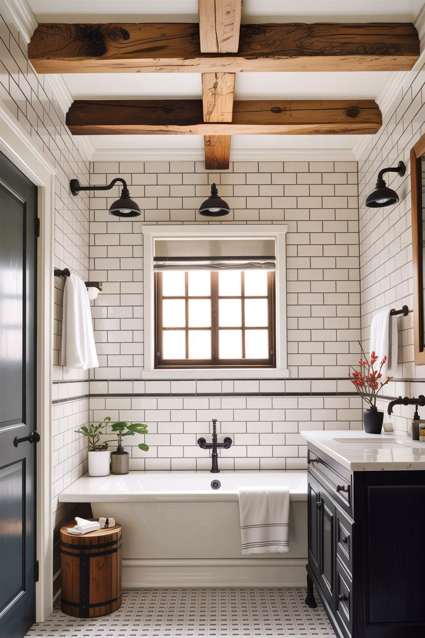 Exposed Ceiling Beams - 30 bathroom architectural detail ideas