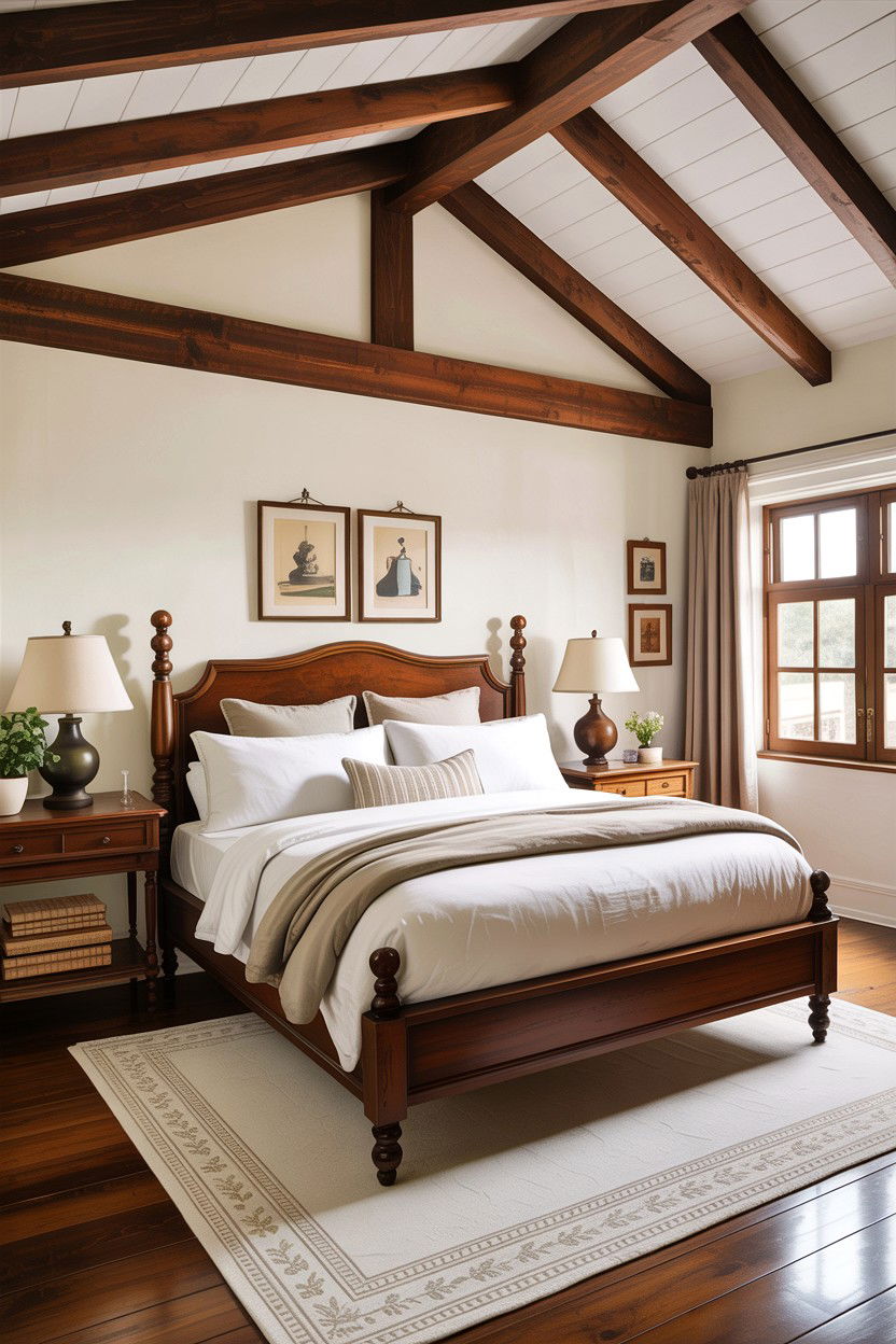 Exposed Wood Beam Bedroom - 30 California casual bedroom ideas