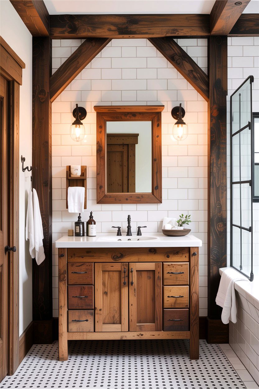 Exposed Wood Beams - 30 bathroom ceiling statement ideas
