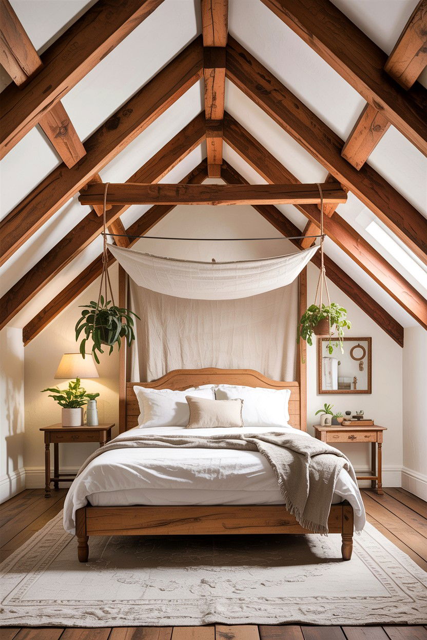 Exposed beam attic - 30 attic bedroom ideas