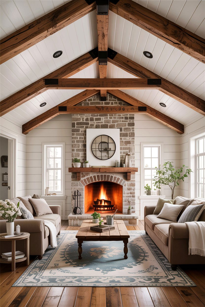 Exposed beam ceiling living room - 30 living room false ceiling designs