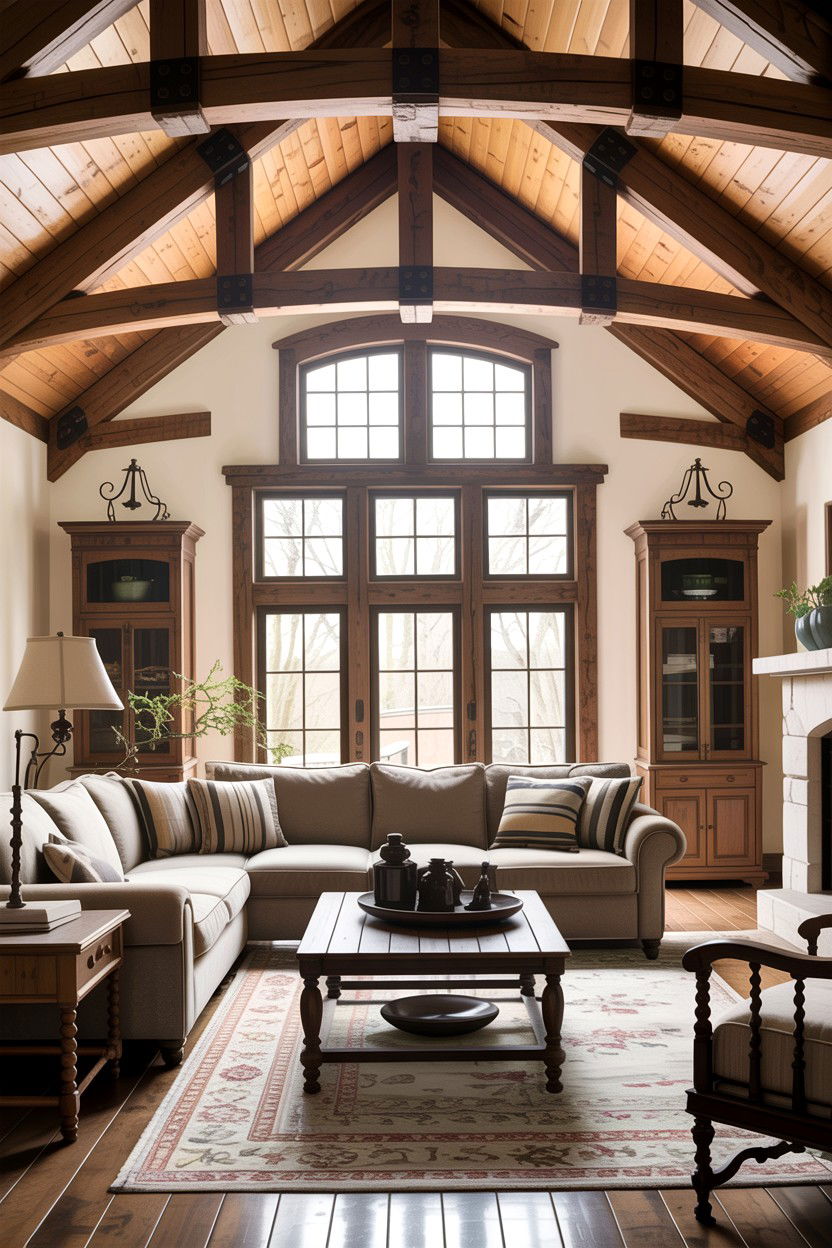 Exposed beam country living room - 30 living room country furniture ideas