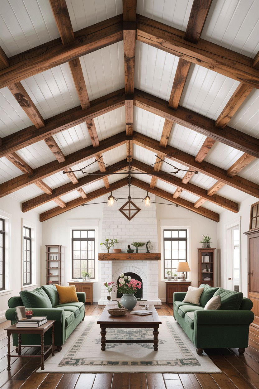 Exposed ceiling beam - 30 handcrafted living room ideas