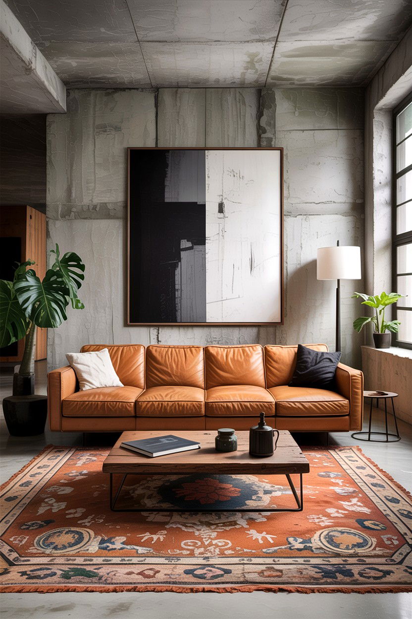 Exposed concrete wall - 30 architect living room ideas