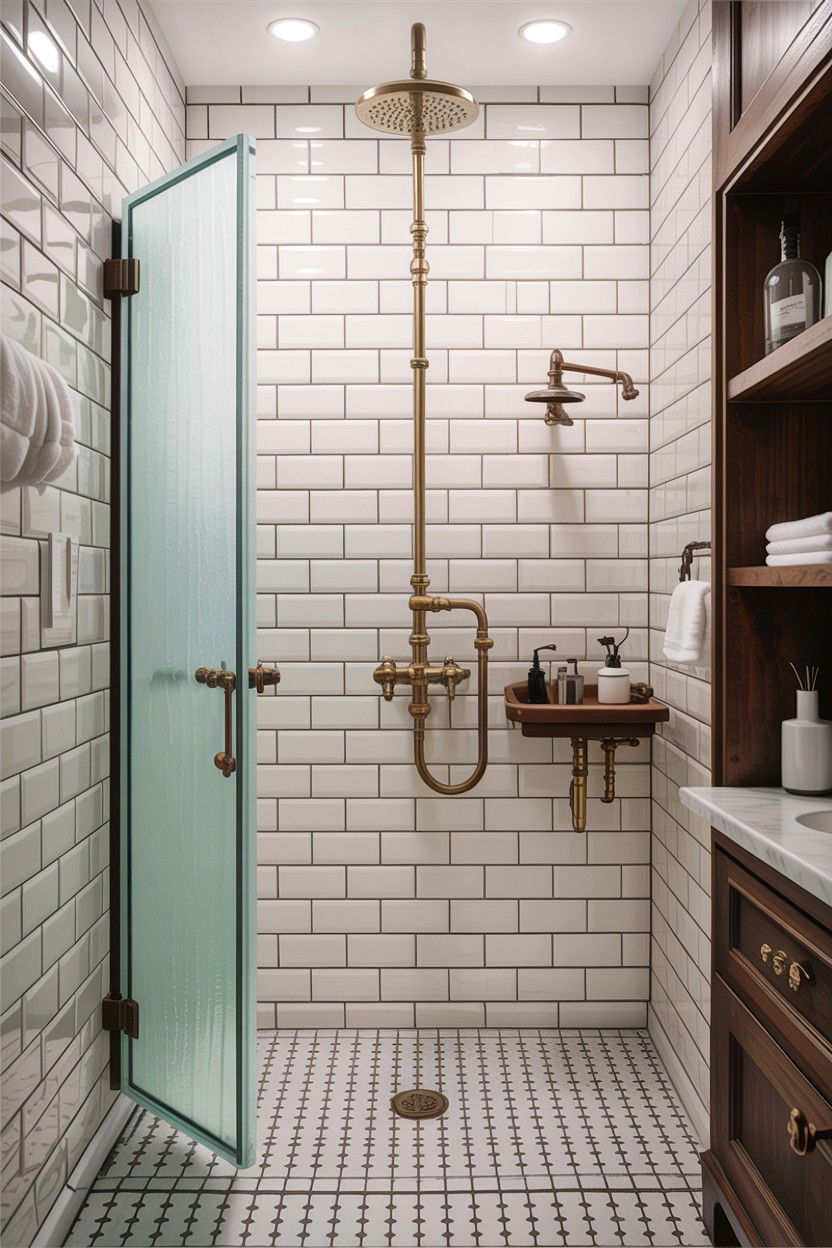 Exposed plumbing shower - 30 antique bathroom ideas