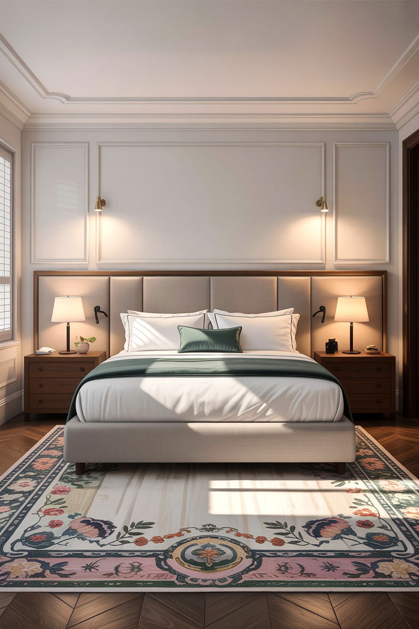 Extra wide linen headboard - 30 bedroom linen headboards