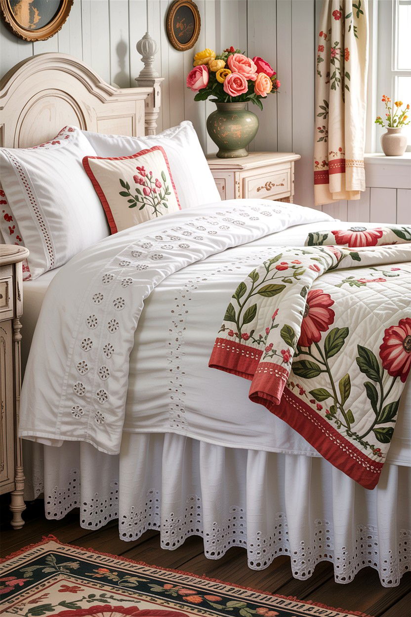 Eyelet Lace Bed Skirt - 30 bedroom dust ruffles