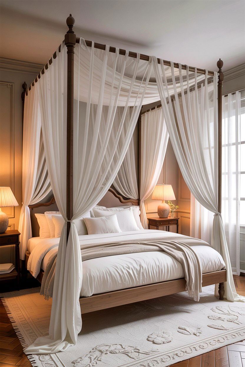 Fabric Canopy Bed - 30 cheap bedroom ideas