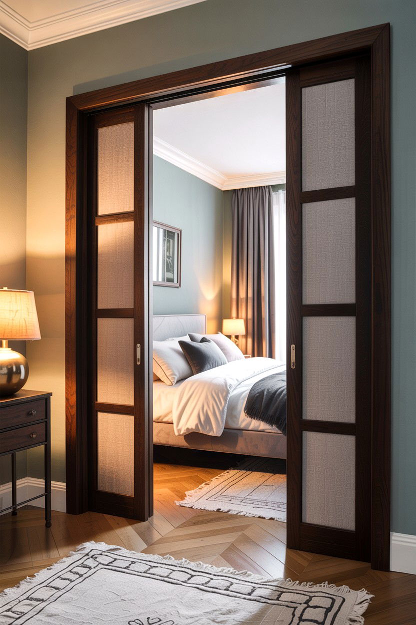 Fabric Inset Sliding Door - 30 bedroom sliding doors