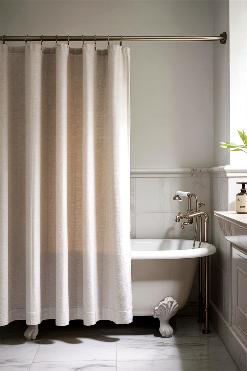 Fabric Shower Curtain - 30 DIY bathroom decor ideas