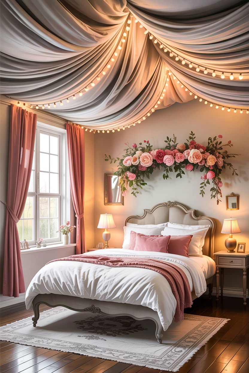 Fabric ceiling drape - 30 bedroom false ceiling designs