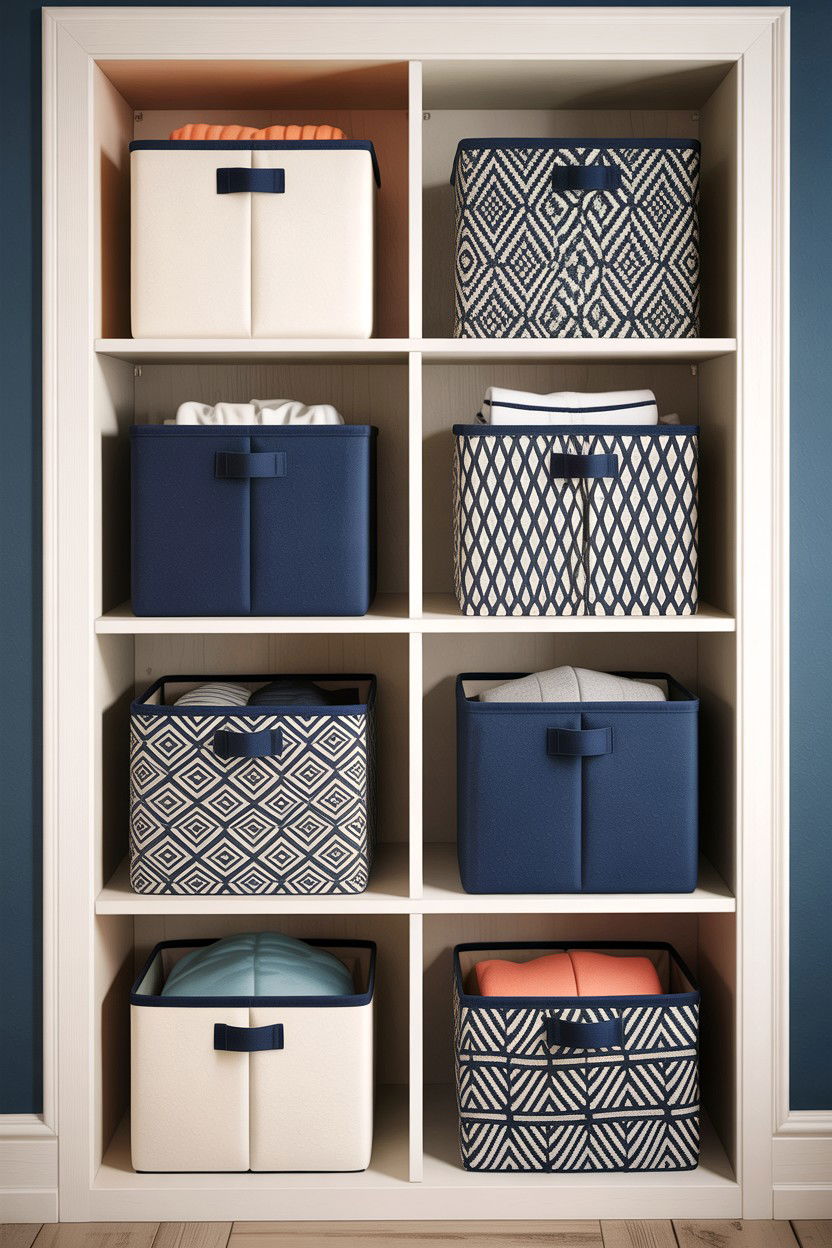 Fabric storage cubes - 30 bedroom organization ideas