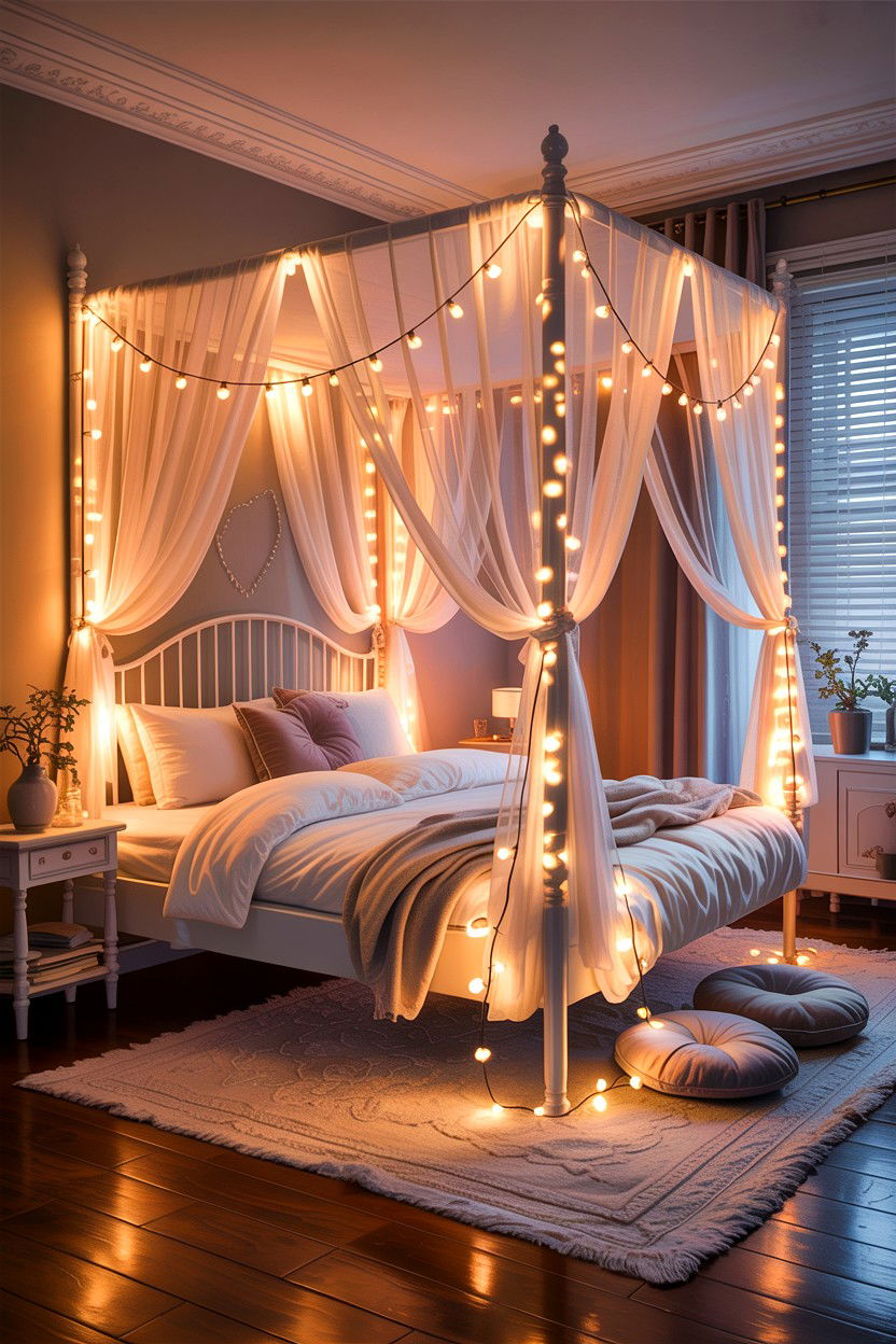Fairy Light Bedroom - 30 kawaii bedroom ideas