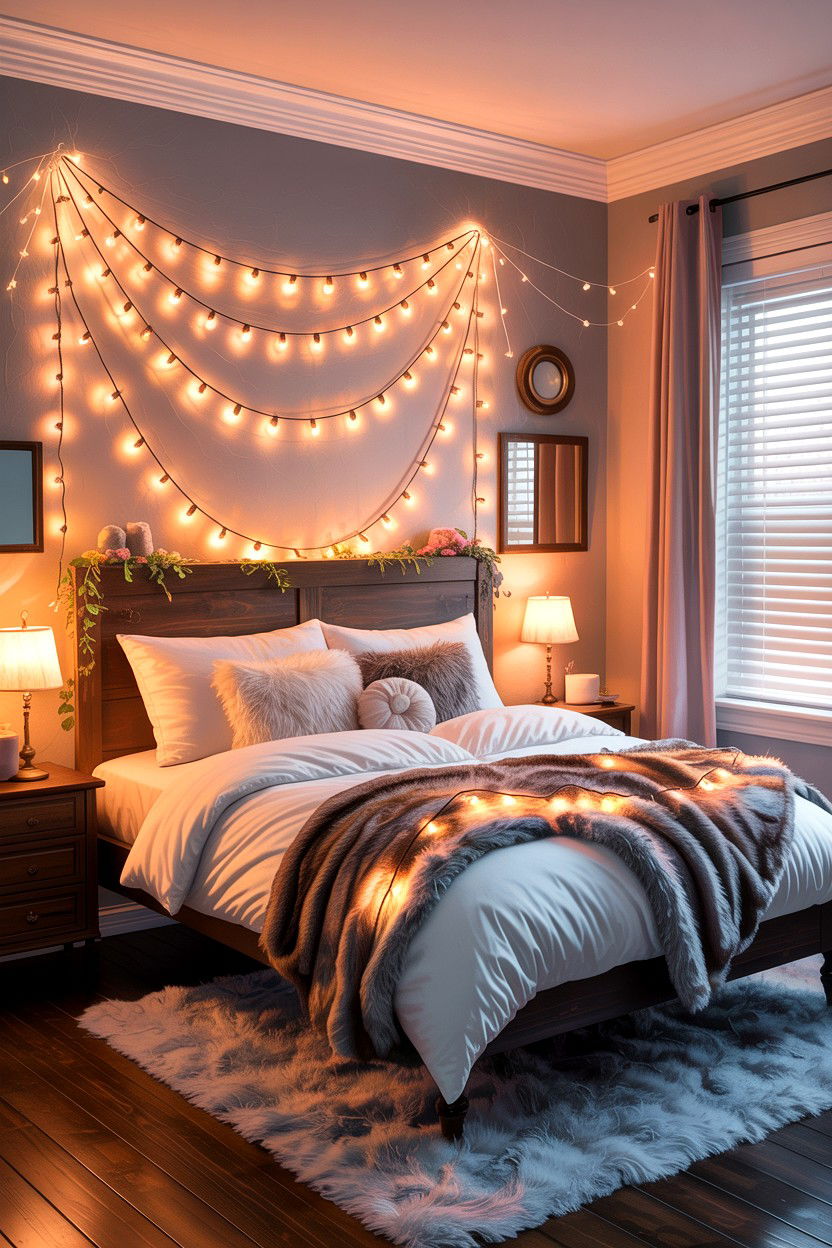Fairy Light Bedroom Decor - 30 cozy bedroom ideas