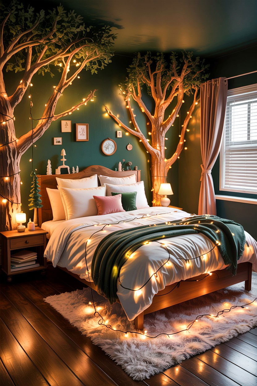 Fairy Light Forest Bedroom - 30 forest bedroom ideas