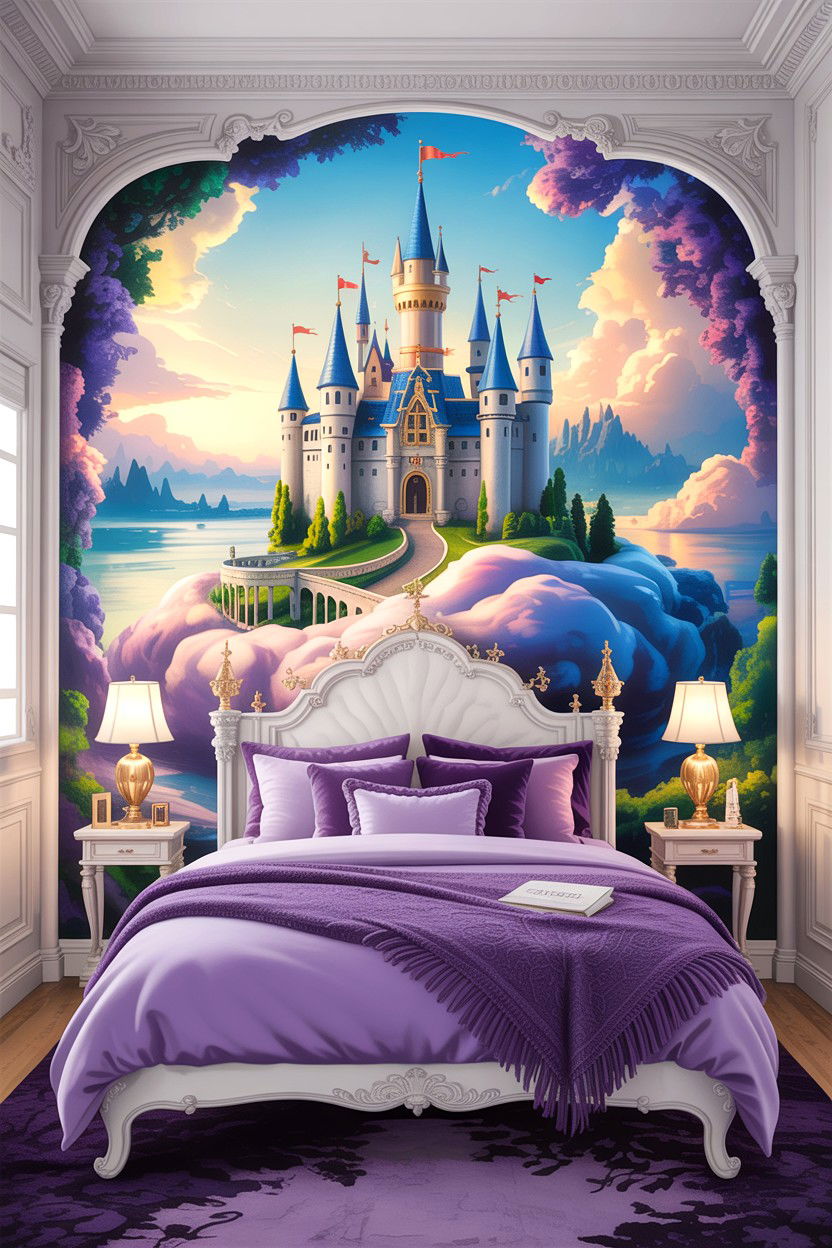 Fantasy Castle Mural Bedroom - 30 fairy tale bedroom ideas