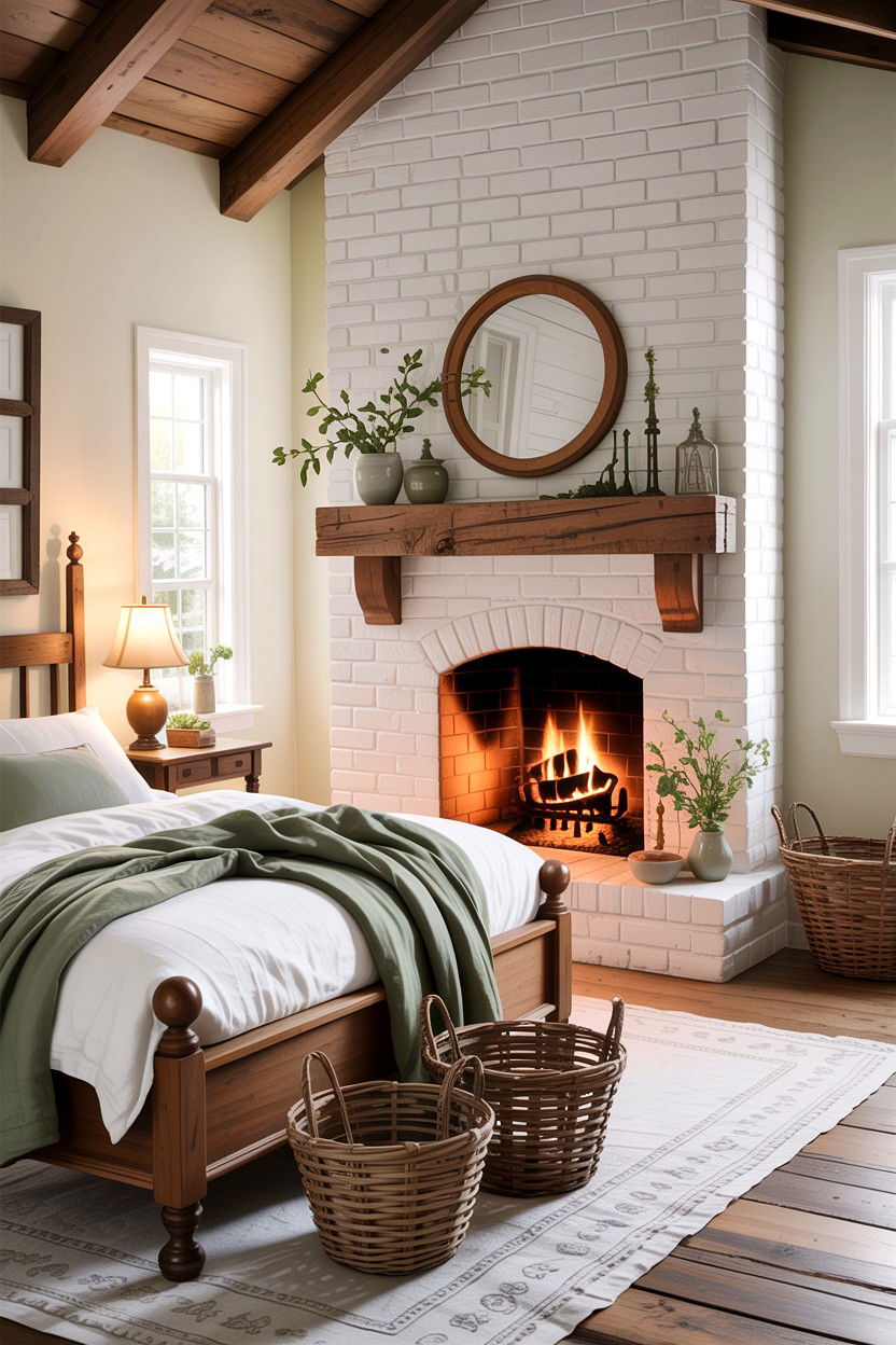Farmhouse Bedroom Fireplace - 30 bedroom with fireplace ideas