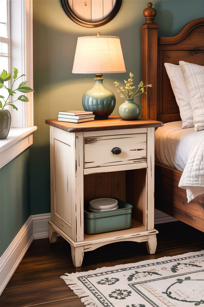Farmhouse Bedside Table - 30 bedroom rustic nightstands